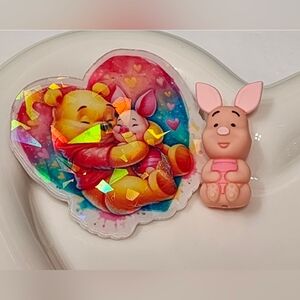 Flatback Focal Bead Bear Pig Holographic Badge Keychain Zipper Pull Magnet Craft